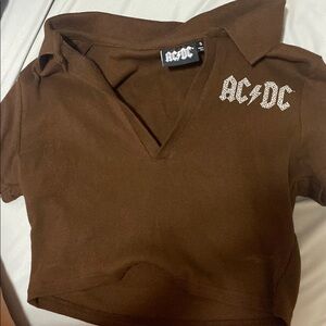 AC/DC Brown Cropped Top